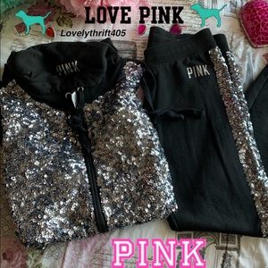 Victoria’s secret pink glitter tracksuit size xs